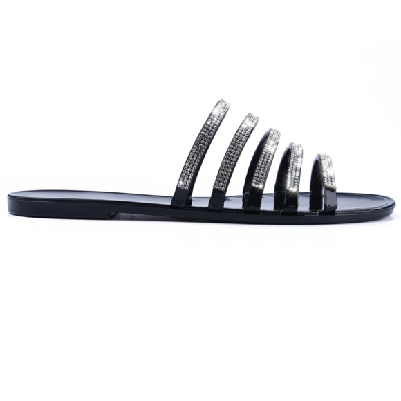 💗ARRIVED 💗Sexy diamond flat black sandals - Picture 7 of 8